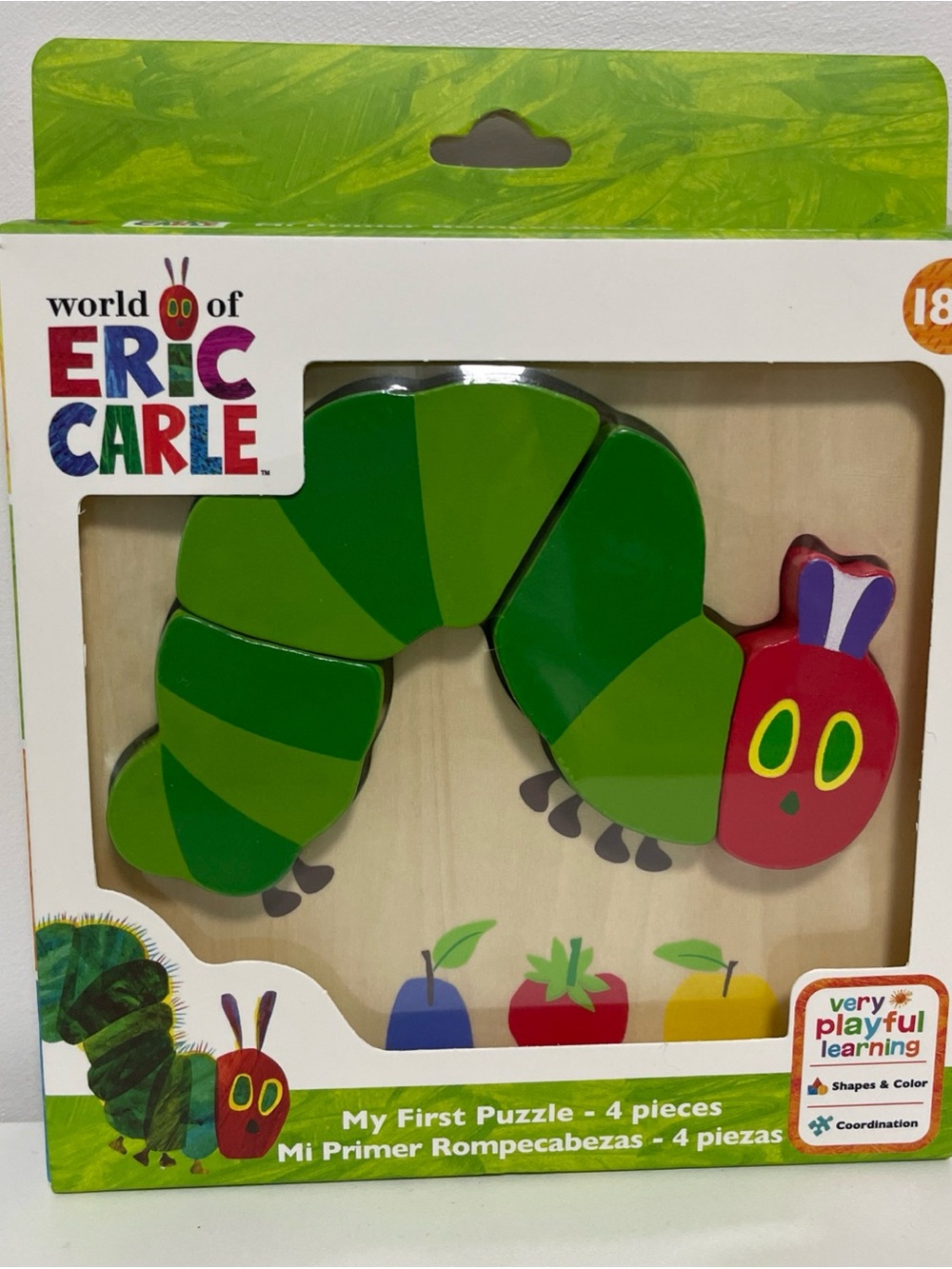 Eric Carle The Very Hungry Caterpillar Wooden Puzzle - Green & Red
